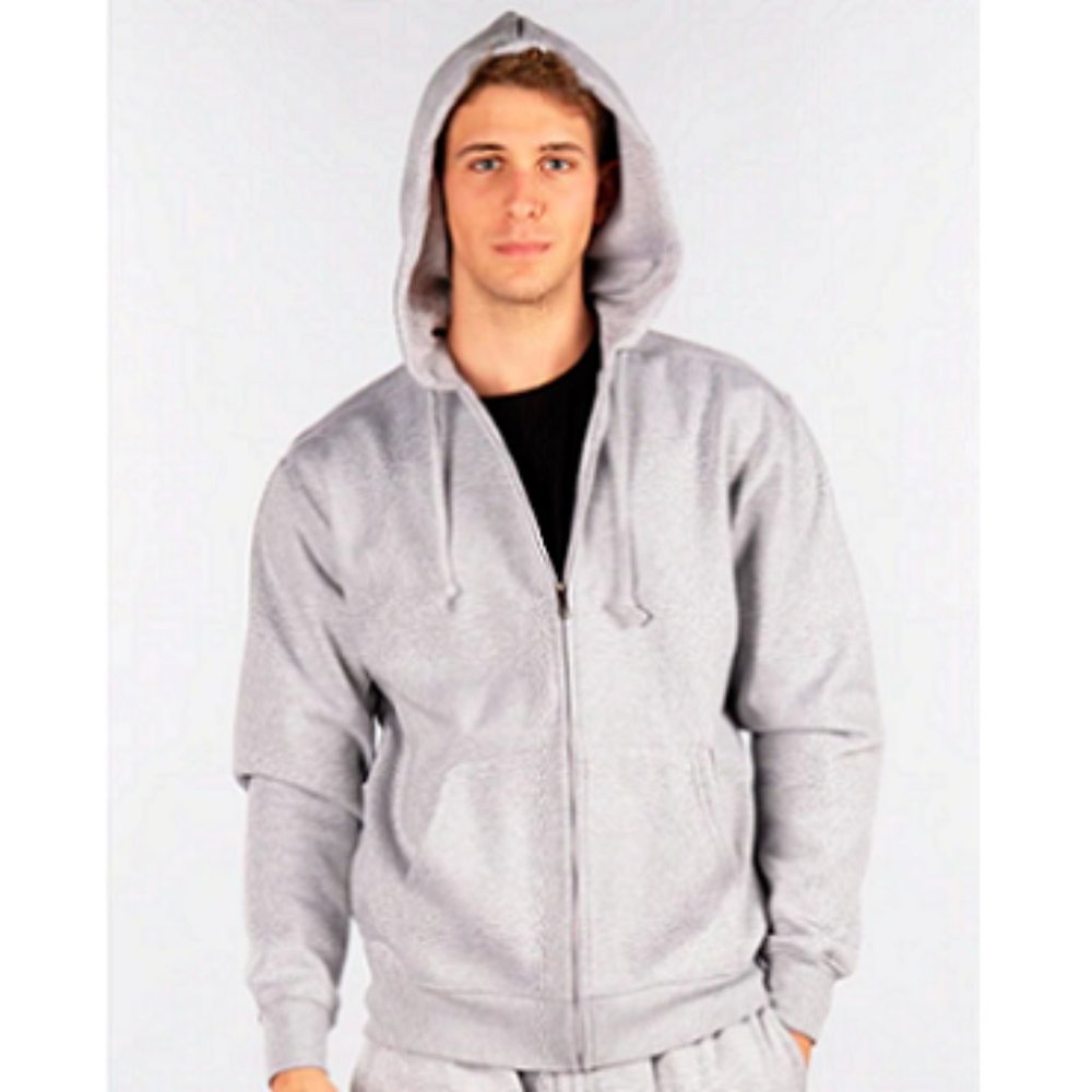 🆕 FLEECE FULL ZIP-UP HOODIE JACKET - HEATHER GRAY - MEN